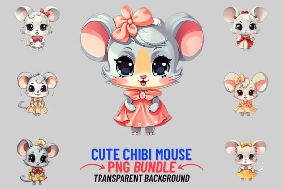 Adorable Chibi Mice: 12 PNGs for Your Projects