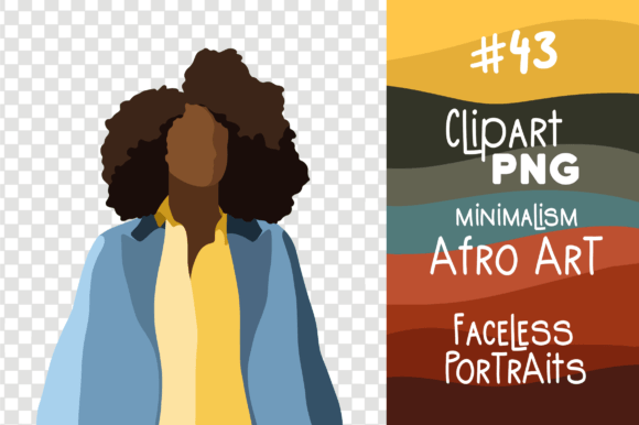 Afro Curly Hair Black Girl Clipart for Modern Design