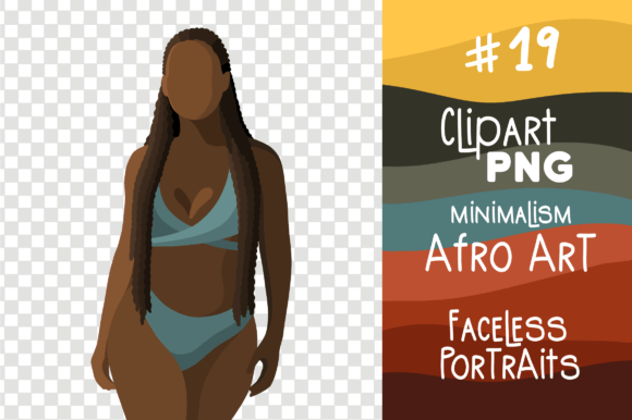 Afro Queen Sexy Black Girl Bikini Summer Clipart for Creators