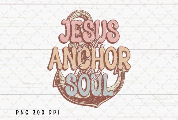 Anchor Jesus Bible Christian Retro PNG for Faith-Based Designs