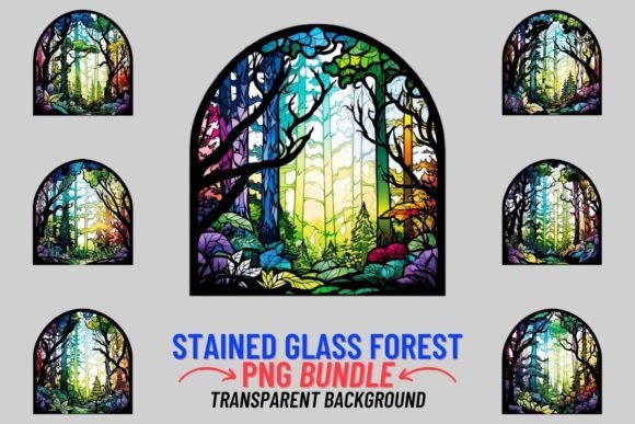 Bring Woodland Serenity to Your Projects with Stained Glass Forest Clipart