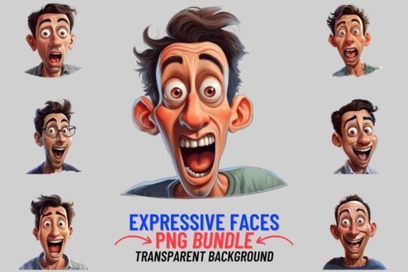 Bring Your Projects to Life with Cartoon Face Expressions PNG