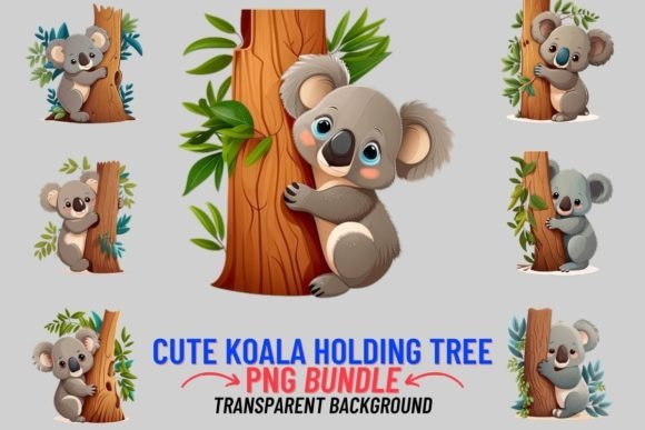 Bringing Character to Life: The Cute Koala Holding Tree Clipart