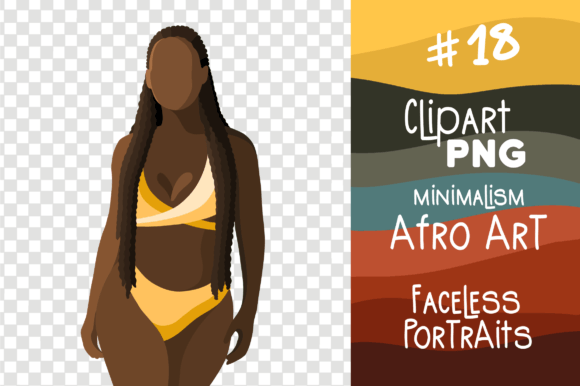 Celebrate Vibrant Style with Sexy Black Girl African Summer Bikini Clipart