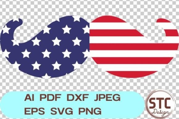 Celebrate with Style: 4th of July USA Flag Mustache SVG