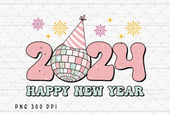 Celebrate with Style: Happy New Year 2024 Retro Sublimation Design