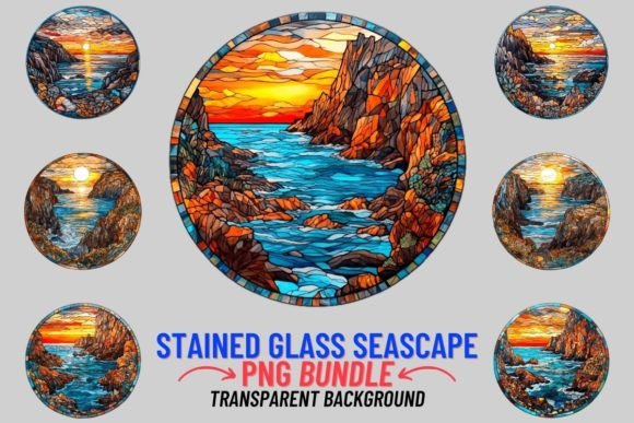 Crafting Coastal Calm: The Versatility of Stained Glass Seascape PNGs