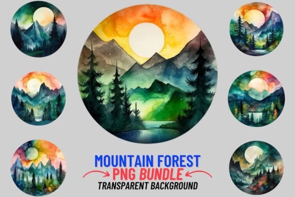 Mountain Forest Landscape 12 PNG Clipart: Elevate Your Digital & Print Designs