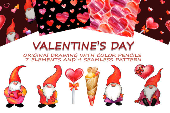 St. Valentine's Day. Elves and Hearts: A Hand-Drawn Design Toolkit