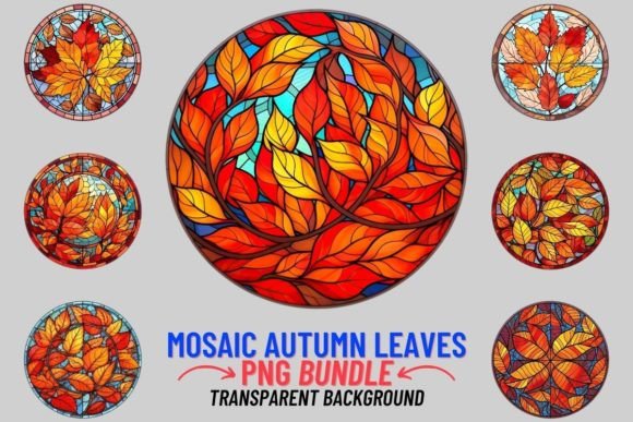 Stained Glass Autumn Leaves: A Rich Design Asset