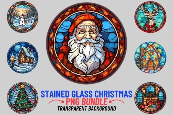 Stained Glass Christmas 12 PNG Clipart: Festive Design Assets