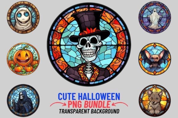 Stained Glass Cute Halloween 12 PNG: Beyond Basic Clipart