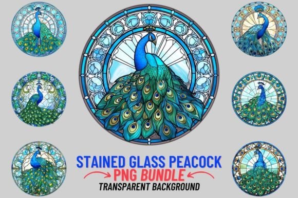 Stained Glass Peacock 12 PNG Clipart for Vibrant Designs