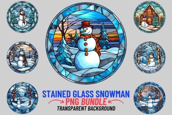 Stained Glass Snowman 12 PNG Clipart: A Winter Design Guide