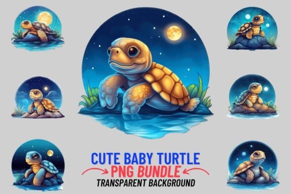 Unlocking Creative Potential with the Cute Baby Turtle 12 PNG Clipart Bundle
