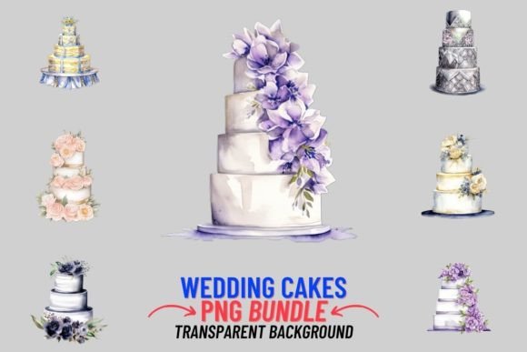 Watercolor Wedding Cakes 12 PNG Clipart: Elevate Your Designs