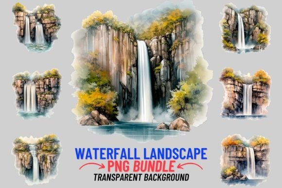 Waterfall Landscape 12 PNG Clipart: A Digital Retreat